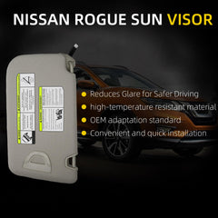 Sun Visor Compatible with 2014-2020 Nissan Rogue X-Trail Left Driver Side Sunshade with Makeup Mirror Replace# 96401-4BA3E 96401-4BA1D(Gray)