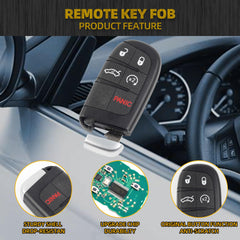 Key Fob Replacement Smart Remote Control Keyless Entry Compatible with Chrysler 200 2015-2017 Chrysler 300 Dodge Challenger Charger 2019-2021 5 Buttons Replace# 68155687AB, M3M-40821302