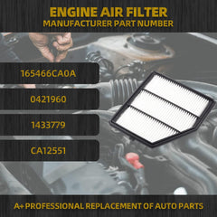 CA12551 Engine Air Filter Compatible with 2019 2020 2021 2022 2023 2024 Nissan Altima 2.5L Replace# 165466CA0A