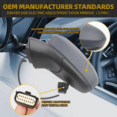 Left Driver Side Mirror Assembly Compatible with Ford Fusion 2016-2022 Rear view Mirror | Electric Adjustment | Replace# FS7Z-17683-B | 3Pins | Pintable