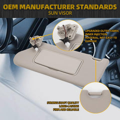 Left Driver Side Sun Visor Compatible with Nissan Maxima 2016 2017 2018 2019 2020 2021 2022 Replace Sunvisor (Gray)