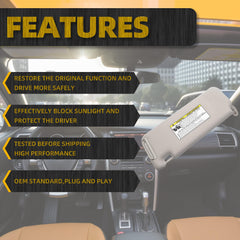 Gray Right Passenger Side Sun Visor Compatible with 2005-2010 Toyota Scion TC Replaces# 74320-21210-B3