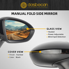 Right Passenger Side Mirror Compatible with Chevrolet Chevy Cruze 2016-2019 Power Glass Heated with Blind Spot Detection BSD Door Mirror Assembly Replaces GM1321543 Black 7Pins