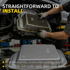 Heavy Duty Transmission Oil Pan Kit Compatible with Ford Lincoln For 2011-2017 F150 Expedition Mustang Navigator Silver Aluminum 6R80 6-Speed Auto Trans OE#328051100 BR3Z-7A194-A 265-854