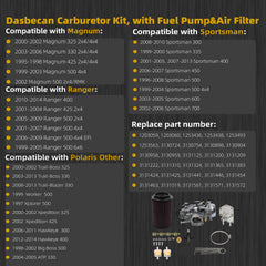 Carburetor Kit with Fuel Pump&Air Filter Compatible with Polaris Sportsman Magnum Ranger Trail Boss Blazer 300 325 330 335 400 425 450 500 525 600 700 1999-2014 Replaces# 1203059 1203060