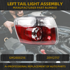 Driver Side Tail Light Compatible With 2007-2012 GMC Acadia Rear Left Outer Tail Lamp LED Replaces# GM2800216 20912757 W/Light Bulbs (4PINS)