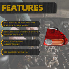 Right Rear Tail Light Brake Lamps Assembly Compatible with 2006 2007 2008 Honda Civic 4-Door Replaces# 33552SNVH01 33502SNVH01 HO2801165 33501-SNA-A02