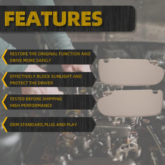 Pair Sun Visor W/Mirror Compatible with Dodge Ram 1500 2500 3500 2002 2003 2004 2005 2006 2007 2008 2009 Replaces# 1902167 (Not extendable)