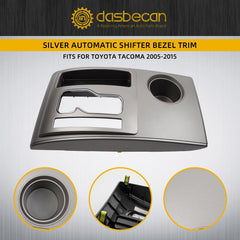 Silver Center Console Shifter Bezel Gear Shift Panel Cover Cup Holder Trim Compatible with Toyota Tacoma 2005-2015, Gear Shift Trim Replaces# 58822-AD010 58822AD010