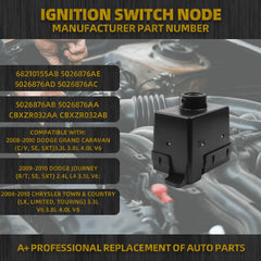 Ignition Switch Reciever Module with 2 Keys Compatible with 2008-2010 Dodge Grand Caravan 2009-2010 Dodge Journey 2008-2010 Chrysler Town & Country OEM Replace 68210155AB 5026876AE 5026876AD
