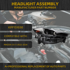 Full LED Headlight W/O AFS W/O DRL Compatible With Mazda CX-5 2022 2023 2024 Front Right Passenge Side Headlamp Assembly Replaces# KPF151040