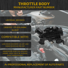 LR078546 Throttle Body Compatible with Land Rover Discovery Range Rover Sport 3.0L 2016-2021 OEM Replace LR061957 FPLQ9L444BC JDE39855 GL2637