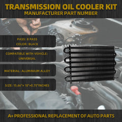 Transmission Oil Cooler Ultra-Cool Tube and Fin Transmission Cooler 5/16" Aluminium Transmission Oil Cooler Kit Aluminium Black Compatible with Chevrolet Ford Dodge Ram Black 8 Pass