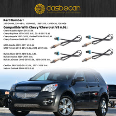 4Pcs Upstream and Downstream Oxygen O2 Sensor Compatible with Buick Lacrosse Cadillac SRX 3.0L 3.6L 2010-2016 Chevy Equinox Impala 2010-2017 GMC Terrain Replaces 250-24649 234-4815