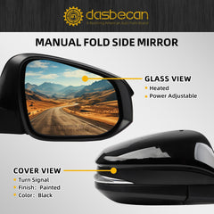 Right Passenger Side Door Mirror Assembly Compatible with Toyota RAV4 2013 2014 2015 Power Glass Heated with Turn Signal Light Replaces TO1321310 87910-0R080 Black (7 Pins)