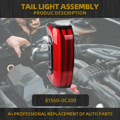 Left Driver Side Tail Light Assembly Rear Lamp LED Type Sequential Pattern Compatible with 2022 2023 2024 2025 Toyota Tundra 81560-0C200 (5 PIN) With Tailgate Switch