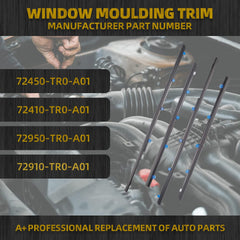 Weatherstrip Window Moulding Trim Compatible with Honda Civic 2012 2013 2014 2015 Replaces# 72450-TR0-A01 72410-TR0-A01 72950-TR0-A01 72910-TR0-A01