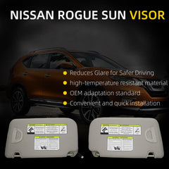 A Pair Sun Visor Compatible with 2014-2020 Nissan Rogue X-Trail Driver/Passenger Side Sunshade with Makeup Mirror Replace# 96401-4BA3E 96400-4BA1D(Gray)
