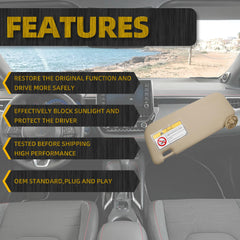 Beige Right Passenger Side Sun Visor with Vanity Mirror Compatible with Toyota Corolla 2014 2015 2016 2017 2018 2019 Replaces# 74310-02G40-B0