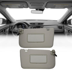 A Pair Sun Visor Compatible with 2014-2020 Nissan Rogue X-Trail Driver/Passenger Side Sunshade with Makeup Mirror Replace# 96401-4BA3E 96400-4BA1D(Gray)