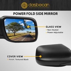 Right Passenger Side Mirror Compatible with Ford Explorer 2011-2019 Power Glass Manual Folding Non-Heated Replaces GB5Z17682AB
