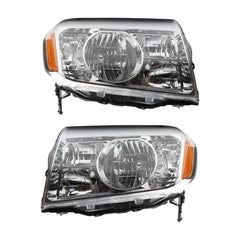 Halogen Headlight Compatible with 2009 2010 2011 Honda Pilot Left+Right Side Headlight Assembly Chrome Amber Corner Headlamp Replaces# HO2518125 HO2519125 33150SZAA01 33100SZAA01 (Left+Right)
