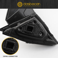 Right Passenger Side Mirror Compatible with Chevy Impala 2014-2020 Manual Folding Power Glass Heated with Turn Signal Puddle Light Memory Chrome 12Pins Replaces 22936936PFM