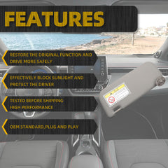 Gray Right Passenger Side Sun Visor with Vanity Mirror Compatible with Toyota Corolla 2014 2015 2016 2017 2018 2019 Replaces# 74320-02B50-B0