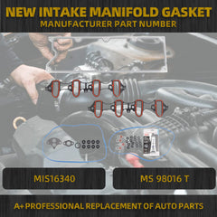 New Intake Manifold Gasket Set Compatible with 1999-2009 Chevrolet Buick GMC Saab 4.8L 5.3L 6.0L Replaces# MIS16340 MS98016T MS18145 MS50049