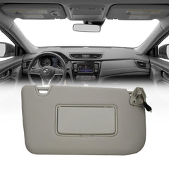 Sun Visor Compatible with 2014-2020 Nissan Rogue X-Trail Left Driver Side Sunshade with Makeup Mirror Replace# 96401-4BA3E 96401-4BA1D(Gray)