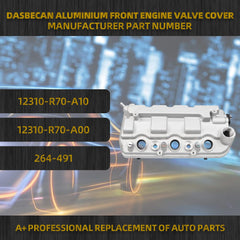 264-491 Aluminium Front Engine Valve Cover Compatible with 2003-2017 Acura Honda Accord Odyssey Pilot Ridgeline Crosstour Vehicle Models Replaces# 12310-R70-A10 12310-R70-A00