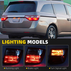 Tail Light Assembly Compatible with 2011 2012 2013 Honda Odyssey Halogen Rear Lamp Taillight Left Driver Side Replace#33550-TK8-A01 HO2804100