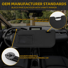 Black Pair Sun Visor with Vanity Mirror Compatible with Toyota Corolla 2019 2020 2021 2022 2023 2024 Replaces# 74320-02F50-A0