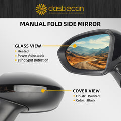 Left Driver Side Mirror Compatible with Chevrolet Chevy Cruze 2016-2019 Power Glass Heated with Blind Spot Detection BSD Door Mirror Assembly Replaces GM1320543 Black 7Pins