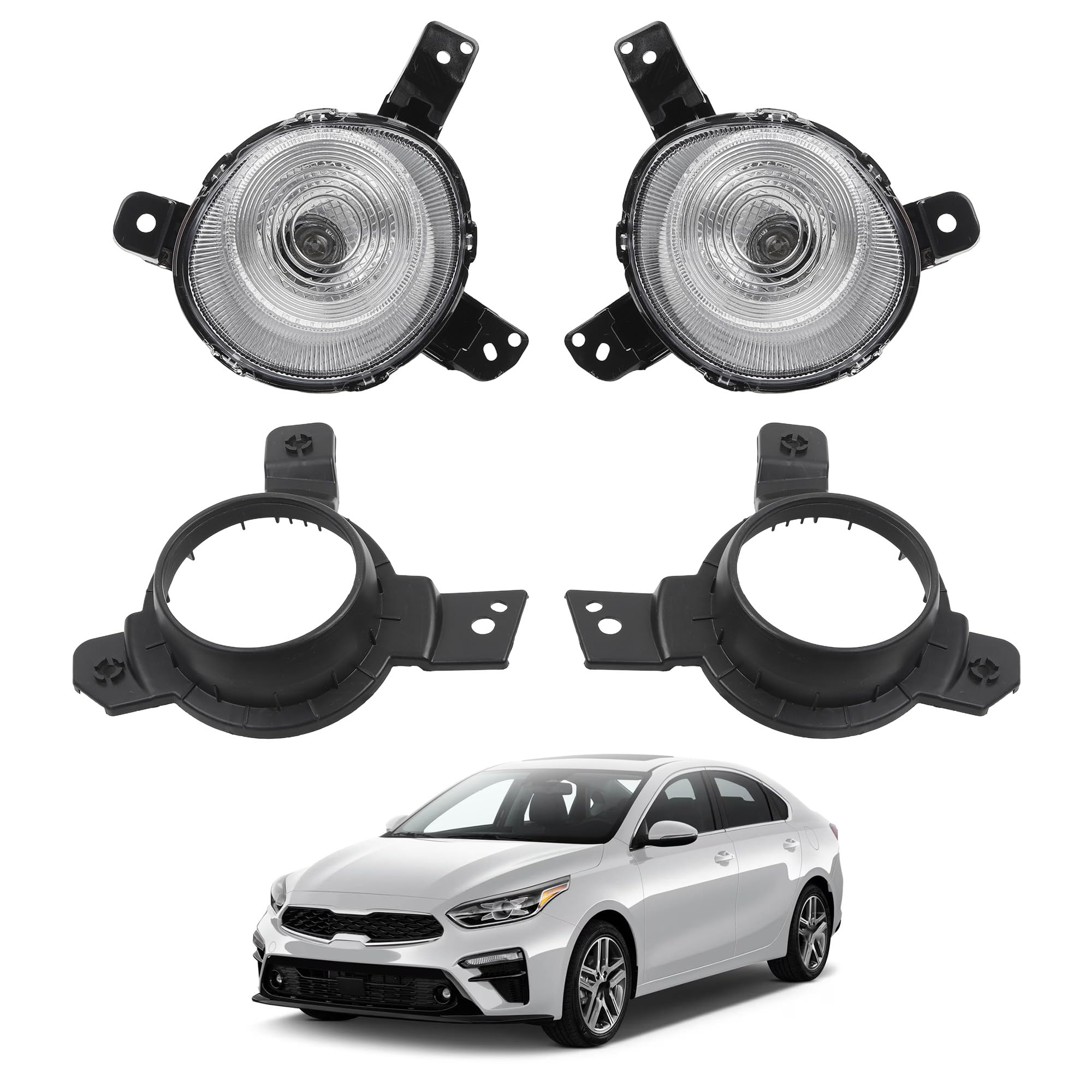 Pair Fog Lights Compatible with Kia Forte 2019 2020 2021 Left & Right Front Bumper Daytime Running Lamp Assembly Replaces# 92207-M7050 92208-M7050 KI2562102 KI2563102 - Dasbecan