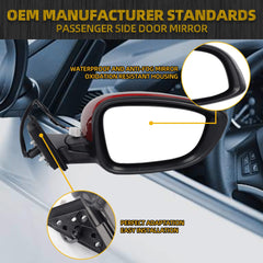 Right Passenger Side Mirror Assembly Red Compatible with Honda Accord LX Sport 1.5T 2018-2022 Power | Non-Heated | Paint to Match Repalce# 76208-TVA-A02,HO1321328 Radiant Red Metallic