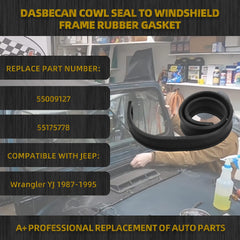Cowl Seal to Windshield Frame Rubber Gasket Compatible with Jeep Wrangler YJ 1987-1995 Replaces# 55009127 55175778