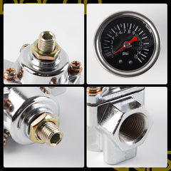 Dasbecan Fuel Pressure Regulator Carburetor with Gauge Kit 12-803