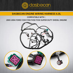 Engine Wiring Harness Compatible with Ford F250 F350 F450 F550 2003-2004 Super Duty Diesel 6.0L Standalone Wire Harness Replace# 3C3Z-12B637-BA, Build Date of 1/30/03 Thru 9/29/03 Only