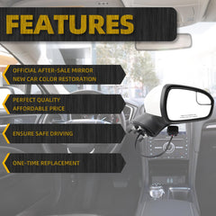 Right Passenger Side Mirror Compatible with Ford Fusion 2016-2022 Rear view Mirror | Electric Adjustment | White | Replace# FS7Z-17682-B,3Pins