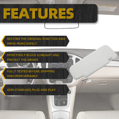 Gray Left Driver Side Sun Visor Replacement with Vanity Light |Makeup Mirror| Compatible with 2014 2015 2016 2017 2018 2019 Mazda3 2014 2015 2016 2017 2018 Mazda6