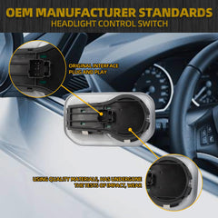 Headlight Fog Light Switch Compatible with 2019-2024 Dodge Ram 1500/2500/3500 Headlight Lamp Control Moudle Replace #68156061AD