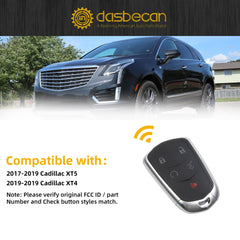 Smart Key Fob Replacement Compatible with 2017 2018 2019 Cadillac XT5 XT4 Car Remote Control Keyless Entry 433MHZ FCC ID# HYQ2EB PN:13598516 13510245 5 Buttons with Coin Battery