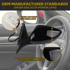 Left Driver Side Door Mirror Compatible with Honda Accord Sport Hybrid EX 2018-2022 Power | Heated | Blind Spot Detection | Repalce# 76258-TVA-A22, HO1321328,Side View Mirror (7Pins-Black)