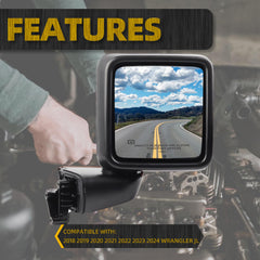 68281890AB Right Side Rearview Mirror Assembly Glass 5 Pins Compatible with Jeep Wrangler JL 2018-2024 Gladiator JT 2020-2024 Passenger Side 68281890AE