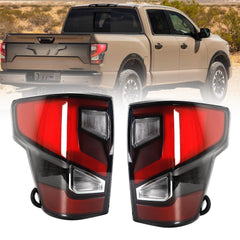 Tail Light Assembly Compatible With 2016-2024 Nissan Titan/Titan XD(Upgrade to 2020-2024 Style) LED Taillight Rear Brake Lamp Passenger and Driver Side Replace# 26555-9FV3B 26550-9FV3B