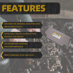 Left Driver Side Sun Visor with Vanity Light |Makeup Mirror| Compatible with Hyundai Elantra 2007-2010 Replace# 852012H0208M 85201-2H110-8M 85202-2H110-8M 85201-2H110-4W 85202-2H110-4W (Gray)