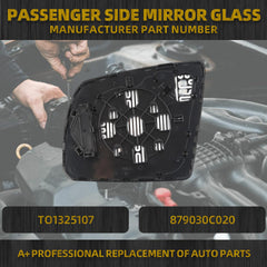 Right Side Mirror Glass Compatible with 2008-2017 Toyota Sequoia 2007-2020 Toyota Tundra Passenger Door Mirror with Power Heated Glass Replace# TO1325107 879030C020