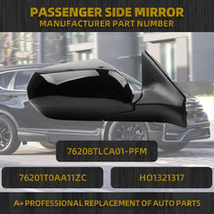 Right Passenger Side Mirror Compatible with Honda CRV 2017-2022 Manual Folding Power Glass Non-Heated Rear View Mirror Replaces HO1321317 3Pins