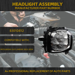 LED Headlights Compatible With Mitsubishi Outlander 2022-2024 Headlamp Assembly Right Passenger Side Replaces#8301D812